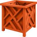 Pure Garden Lattice Design Planter Box - 15.5-Inch-Square Decorative Outdoor Flower or Plant Pot - Front Porch, Patio and Garden Decor (Terracotta)