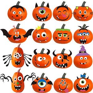 DIYASY Foam Pumpkin Decorations Craft Kit,32 Pcs Halloween DIY Pumpkin Face Stickers for Kids Halloween Party Decoration 2 Pack