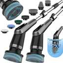 Dreazu G2-Pro Electric Spin Scrubber - Upgraded 10-in-1 Scrubber Brush Electric, Retractable Handle & 2-Speed for Bathroom, Bathtub, Kitchen, Tile Floors(Gray Brush Head