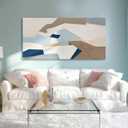 YLLTIEM Wall Decor 29x58 Inch, Large Canvas Wall Art for Living Room, Blue Beige Abstract Geometric Print, Modern Neutral Wall Decor for Bedroom Office