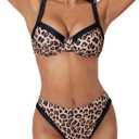 SUUKSESS Women Color Block Underwire Bikini Sets Cheeky High Cut 2 Piece Swimsuit, XXL