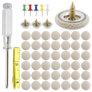 HighFree 60 Set of Automotive Car Roof Headliner Repair Button Pins Kit, Universal Auto Roof Snap Rivets Retainer for Car Roof Fixed, with Installation Tool, Fit All Cars (Grey Beige Grid)