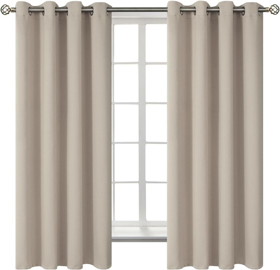 BGment Room Darkening Curtains 63 Inches Long - Grommet Thermal Insulated Drapes Window Treatment Curtains for Bedroom, 2 Panels, 52 x 63 Inch, Camel