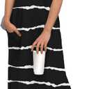 GRECERELLE 2025 Women Summer Casual Round Neck Cap Sleeve Maxi Dress with Pockets Beach Vacation Sundress (Small, Black White Wave)
