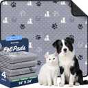 Washable Pee Pads for Dogs, 4 Pack Absorbent Reusable Training Dog Pads Pet Puppy Pads, Non-Slip Potty Pads for Whelping, Playpen, Crate, Bed, Grey 18"x24" (Gray)