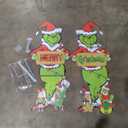 Large Grinch Christmas Outdoor Decorations with Metal Stakes Merry Christmas Yard Signs for Xmas Party Supplies, Lawn, Garden Yard Decor