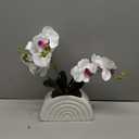 White Artificial Silk Phalaenopsis Orchid Fake Flowers Rainbow Pot Desk Decor