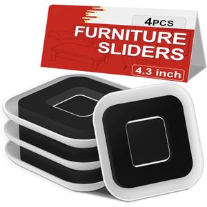 Upgrade Furniture Sliders, Furniture Sliders for Carpets, 4 PCS 4.3" Moving Pads with Anti-Slip Groove, Furniture Moving Sliders for Easy Move Bed Couch Tables Cabinet Heavy Duty, Protect Carpets