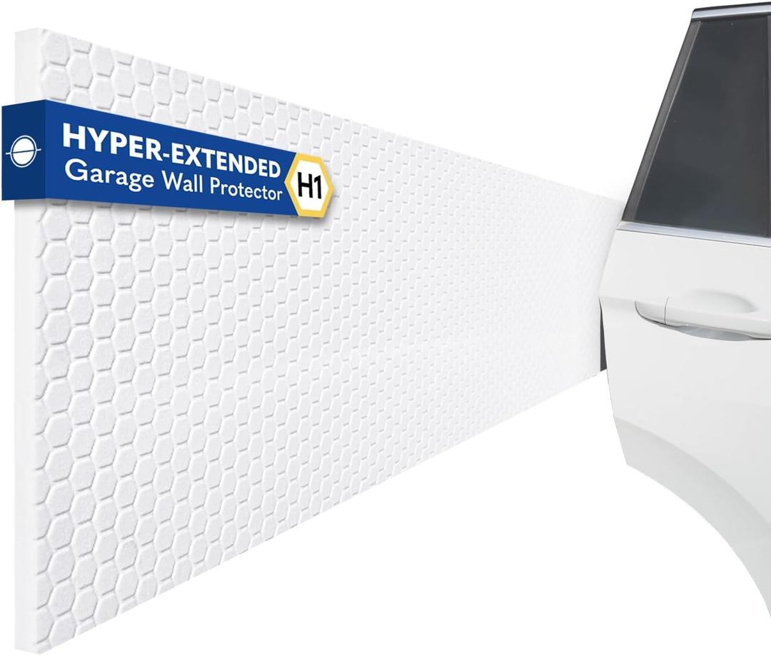 Garage Planet H1 Garage Wall Protector Car Door Wall Protector, Tool-Free, Designed in Australia (White, 2 Pack)