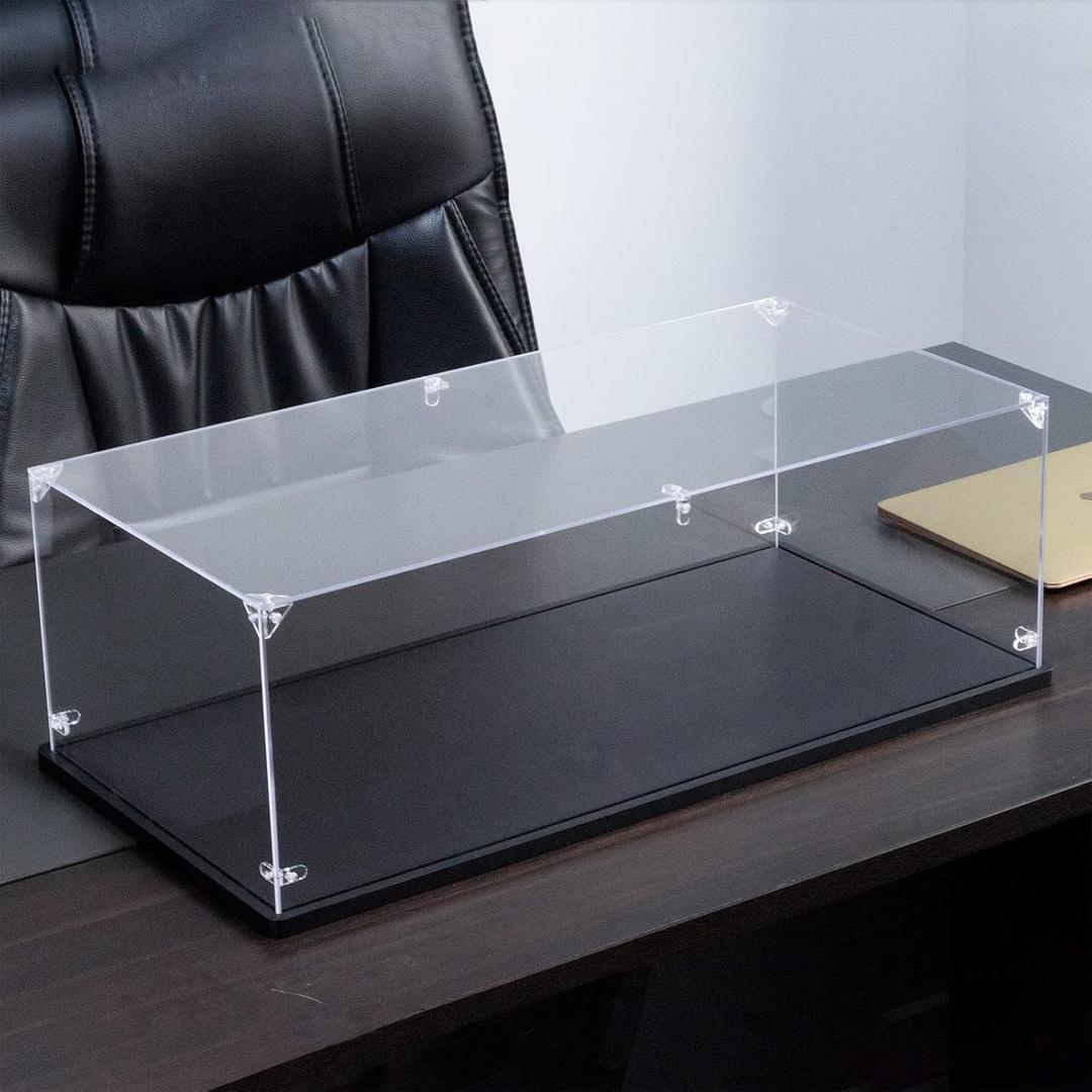 Acrylic Display Case for Lego Model Cars - Interior 24 x12 x 8 inches, 3MM Thick, Solid Wooden Base Fit for 42143 42115 42083 42096 42056 76139, Dustproof Clear Display Box Showcase
