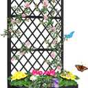 Metal Planter Box with Privacy Screen Trellis,Galvanized Raised Garden Bed On Wheels for Climbing Plants Vines, Standing Garden Flower Bed with Drainage Holes (Black, 35" L x16 W x 55" H)