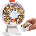Pill Dispenser 14 Day Rotating Medicine Organizer Wheel with Push Button, Wall Mounted or Desktop Manual Pill Dispenser for Elderly & Seniors, Large Capacity Vitamin & Medication Organizer