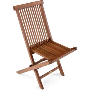 StrongTek Teak Folding Chair, Solid Teak Wood Patio Chair with Slatted Seat and Back, Space-Saving Folding Dining Chair, 18" Seat Height, Folds to 4" Deep, 350 lbs Capacity, for Indoor and Outdoor Use, Oversized