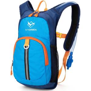 Ivygreen Kids Hydration Backpack, Hiking Backpack for Boys or Girls with 1.5L Water Bladder (Small, Blue)