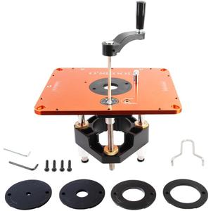 O'SKOOL Router Lift Systems for 3-1/2" Diameter Motors, 9-1/4'' x 11-3/4'' Plate 5-Piece Insert Ring Kit