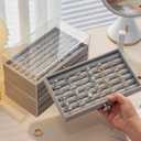 SPAKOWN Ring Box Display Holder, Clear Velvet Jewelry Storage Tray Organizer for Ring Stud Earring (Grey - 5 Drawers)