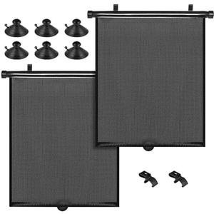 PLTCAT 2 Pack Car Sun Shade Side Window for Baby, Roller Vehicle Shades Sun Protection Shade for Car Side Window (Standard-16''x18'')