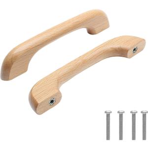 Uenhoy 10 Pcs Natural Wood Cabinet Pulls Handles Solid Wood Handles for Kitchen Cabinets and Drawers - 5" Length, 3-3/4" (96mm) Hole Spacing (3 3/4" Hole Center)