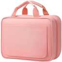 QULUXAO Toiletry Bag for Women & Men, Portable Hanging Makeup Bag/Cosmetic Bag with Compartments, Compact Travel Toiletry Bag Organizers (Pink)