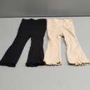 SOBOWO Baby Girl Flare Pants 2 Pack Toddler Solid Ribbed Ruffle Bell Bottoms Pants Trousers Fall Outfits 12-18 m, Black/Apricot 