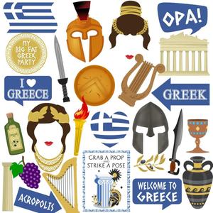 Greek Photo Booth Props, 29pcs Ancient Greek Party Decorations, Htabiol Ancient Greece Party Decorations, Greece Photo Booth Props, Fit for Mythology Theme Birthday Decor, Toga Themed Birthday Decor