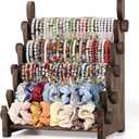 TOPNEW 5 Tier Wooden Bracelet Holder, Scrunchie Bangle Watch Necklace Display Storage Jewelry Holder Stand Display Organizer, Brown