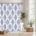SASTYBALE Waterproof Shower Curtain, Blue Geometric Modern Style Bathroom Curtains, Heavy Duty Minimalist Cloth Fabric Machine Washable with 12 Hooks, 72x72 Inch