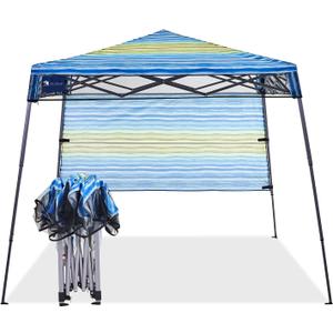 7’x7’ Instant Canopy Tent Pop up Canopy with One Sidewall Compact and Lightweight Beach Canopy with Backpack