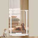 40.55" Tall 1.37" Ultra Narrow Spacing 30.12-34.06" Dogs Pets Baby Gate with Cat Door for Doorway Safety Proof Indoor Extra Wide Puppy Pressure Mounted No Drill White Black Metal Hallway