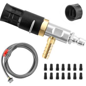 Adjustable Long Range Nozzle for Pressure Washer 4-4.5 GPM, Downstream Injection Spray Nozzle Kit, High Power Washing External Chemical Injector with 1/4 Quick Connect, 2500 to 4000 PSI Adjustable Long Range Nozzle for Pressure Washer 4-4.5 GPM, Downstream Injection Spray Nozzle Kit, High Power Washing External Chemical Injector with 1/4 Quick Connect, 2500 to 4000 PSI