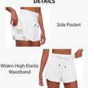 Edenfox Women Flowy Athletic Shorts,2 in 1 High Waisted Running Shorts with Pocket Yoga Workout Casual Wear Summer (White, XXL)