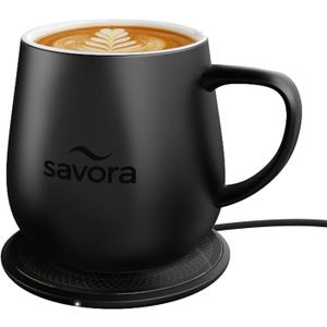 12oz IntelliHeat Coffee Mug | Baristas Choice | Exclusive Wireless SmartSense Pad | Maintains Perfect 135°F | Hand-Crafted Ceramic Mug & Lid | for Tea Drinkers | Backed for Life - Black