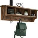 Alaterre Furniture Pomona Entryway Coat Rack Rustic Farmhouse 48-Inch Wall-Mounted Coat Rack with 6 Double Hooks & 4 Open Cubbies Solid Wood Mudroom Storage for Entryway or Hallway (Rustic Brown), Onesize