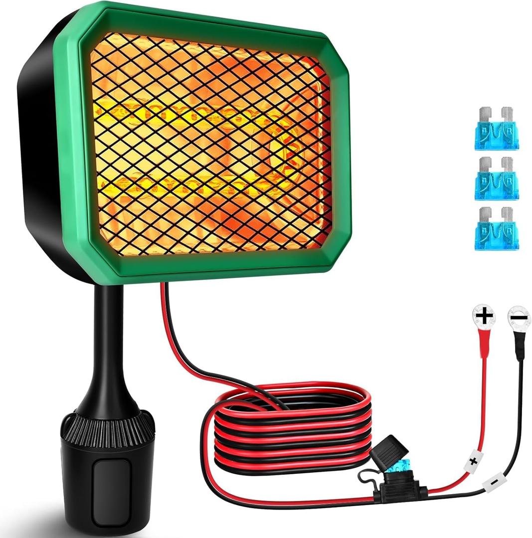 Golf Cart Heater Electric, 400W Safe & Fast Silent Carbon Fiber Heating, Electric Battery Operated Heater with 360 Rotatable Head, Compatible with Yamaha/Club Car/EZGO, Golf Gifts Cart Accessories