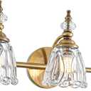 Brushed Gold Bathroom Vanity Light, Farmhouse Brass Bathroom Light Fixtures Over Mirror, 3 Light Vanity Lighting Fixtures, Flower Glass Shade Wall Sconce Lighting