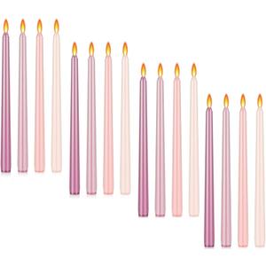 MTLEE 16 Pcs 10 Inch Long Tapered Candle Stick Bulk Smokeless Unscented Burning Candlestick Paraffin Wax with Cotton Wick for Dinner Valentine Wedding Party Church (Gradient Pink)