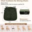 D-Shaped Chair Cushions for Dining Chairs, 2.5” Thick Chair Pads with Washable Comfortable Textured Cover, Non Slip Kitchen Chair Cushions with Ties, 16.5" x 16.5", 6 Pack, Green