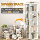 RUNSUNSPRI 5 Tier Rotating Bookshelf Tower, Spinning Bookshelf, Revolving 360° Bookcase Storage Round Carousel, Vertical Rotate Turning Spiral Corner Organizer Lazy Susan, White
