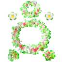 Hawaiian Leis Headband Wristbands Plumeria Hair Clips Tropical Luau Necklace Headpiece Bracelets Flower Barrettes Hair Bands Women Wedding Summer Beach Birthday Dress Up Party Decorations Supplies
