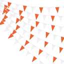 100 Feet Orange & White Pennant Banner Flags String Hanging Orange & White DIY Triangle Bunting Flags,Party Decorations for Grand Opening,Party Events Celebration,Kids Birthday,60 Pcs