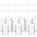 Hoolerry 9 Set Glass Cylinder Vases for Centerpieces, Multiple Size Clear Hurricane Candleholder with Floating Candles Artificial String for Wedding Table Decor(4.7", 6", 8",White)
