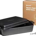 KUHA Square Cast Iron Dutch Oven 2-in-1 | Pre-Seasoned Cast Iron Cookware | Skillet Lid & Casserole Dish | For Baking, Roasting & Grilling | Chainmail Scrubber Included | 13" x 9", 6 QT