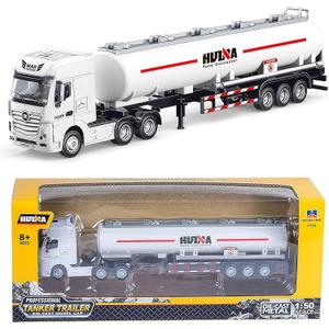 Gemini&Genius Oil Tanker Trailer Toy, Heavy Duty Realistic Look Alloy Hauler Car Toys Vehicle, 1:50 Scale Diecast Tanker Truck, Toy Trucks for Kids (Detachable) (White)