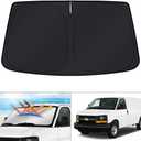 KUST Windshield Sun Shade for 1996-2025 2026 Chevrolet Express Accessories Cargo Van Custom Fit Sunshade for Chevy Express Sun Visor Protector Foldable Blocks UV Rays Keep Car Cooler