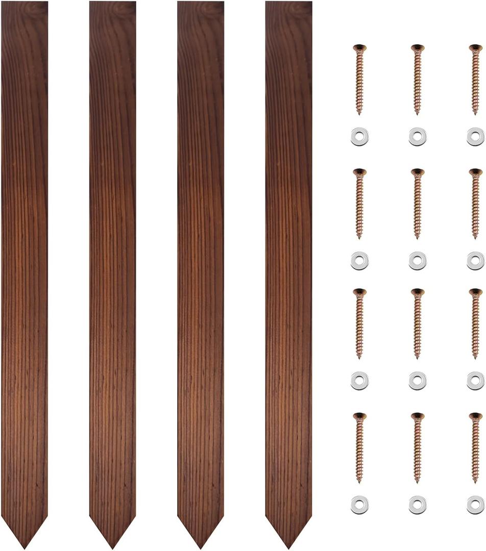4 PCS Carbonized Yard Signs Stakes, 17.32 x 1.5 Inches Yard Sign Support, Yard Sign Wooden Holder Lawn Sign Stake for Advertising Board, Hardware Included