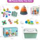 Baby Toys for 6 to 12 Months, Montessori Sensory Bins & Teething Toys, 6 in 1 Stacking Blocks, Rings, Eggs, Spinner, Crab Shape, 27 Pieces, Ages 6-36 Months