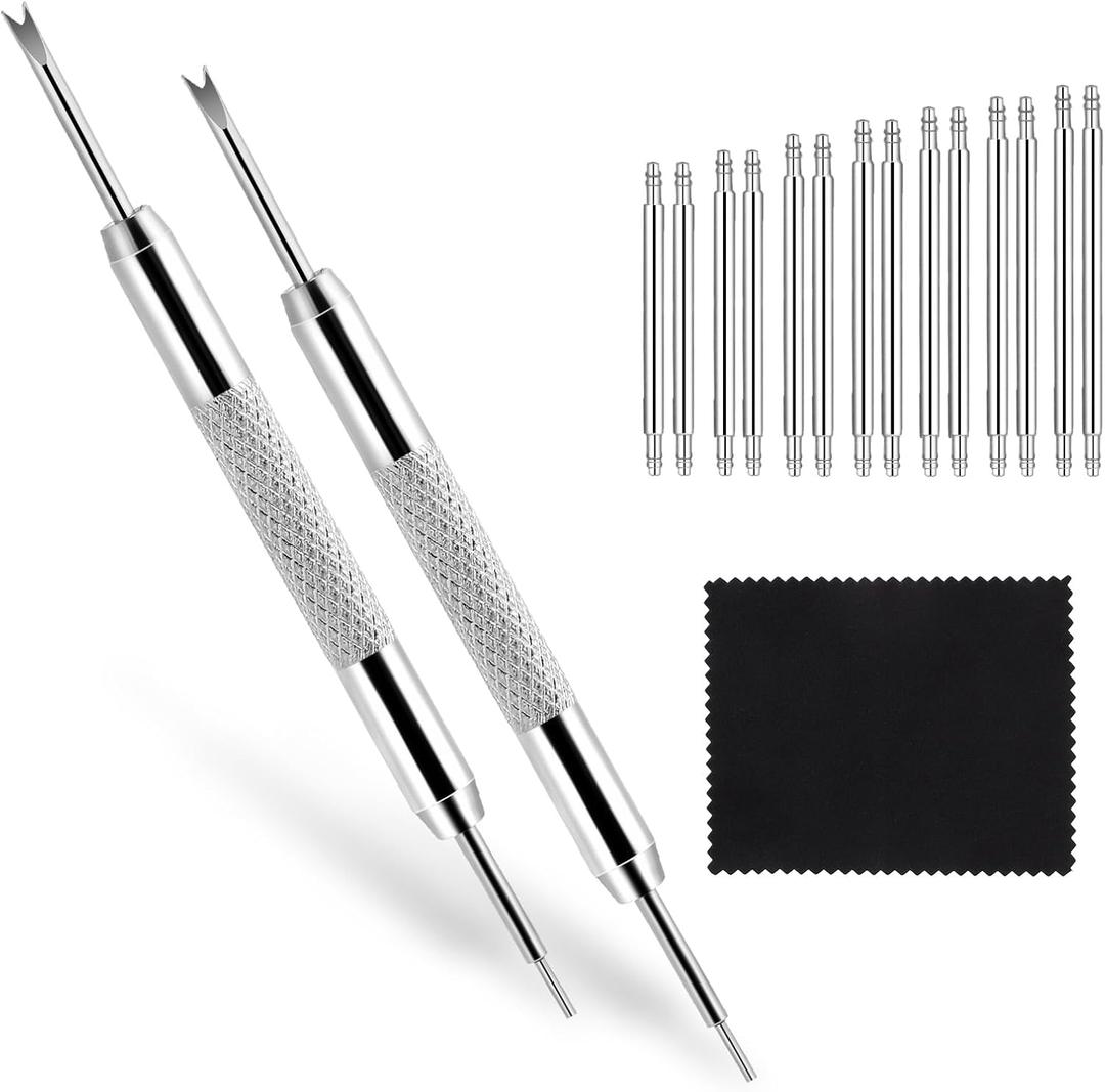 Watch Band Pins Replacement Kit, 16 PCS Diameter 1.5mm Heavy Duty Stainless Steel Watch Link Remover Set Watch Strap Pins Adjustment Tool Link Removal Kit for Watch Bracelet Repairing (Length 14-25mm)