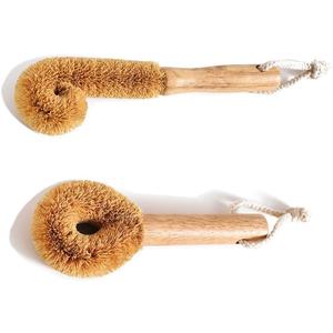 Wodden Cleaning Brush, Bottle Washing Brush, Pan Scrub Brush, Natural Coconut Fiber Brush Head , Sturdy, Deep Cleaning, Eco-Friendly