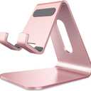 CreaDream Cell Phone Stand, Cradle, Holder, Aluminum Desktop Stand Compatible with Switch, All Smart Phone, iPhone 15 14 13 12 Pro Max Plus Mini Xr X Se 8 SE -Rose Gold