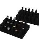 Foraineam 2 Pack Finger Ring Display Black Velvet 18 Slot Jewelry Counter Showcase Storage Organizer Holder